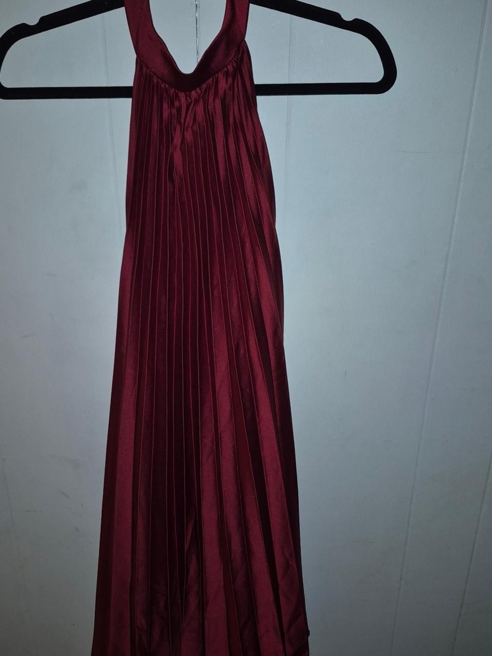 Abercrombie & Fitch Burgundy Pleated Halter Maxi Dress